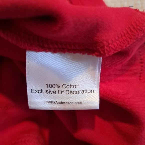 Hanna Andersson girls size 120 or 6-7 red dress with blue accent & heart design - Picture 4 of 8